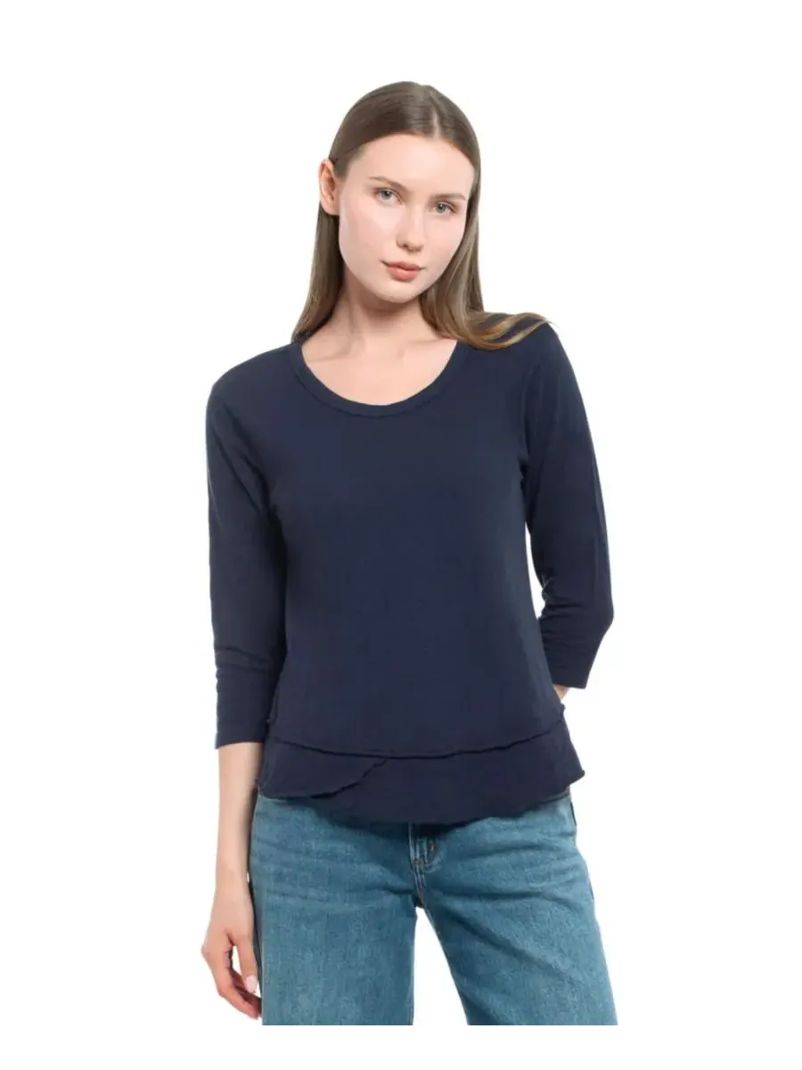 Женская футболка с рукавом 3/4, имитирующая многослойную одежду WILT Clothing, Peacoat — изображение 1 из 4
