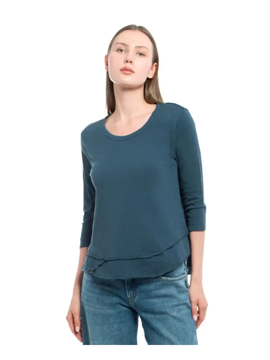 Женская футболка с рукавом 3/4, имитирующая многослойную одежду WILT Clothing — синий