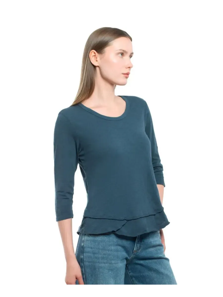 Женская футболка с рукавом 3/4, имитирующая многослойную одежду WILT Clothing — изображение 3 из 4, синий