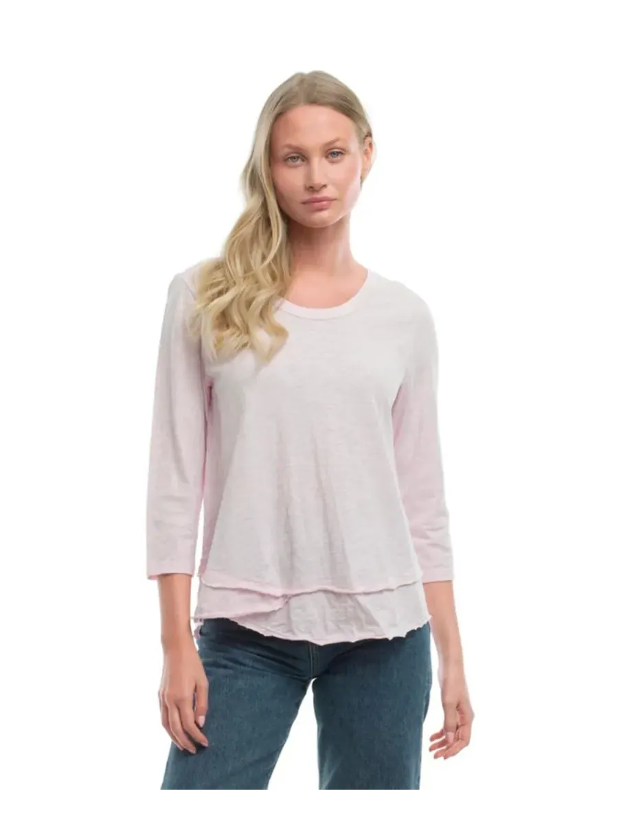 Женская футболка с рукавом 3/4, имитирующая многослойную одежду WILT Clothing — розовый