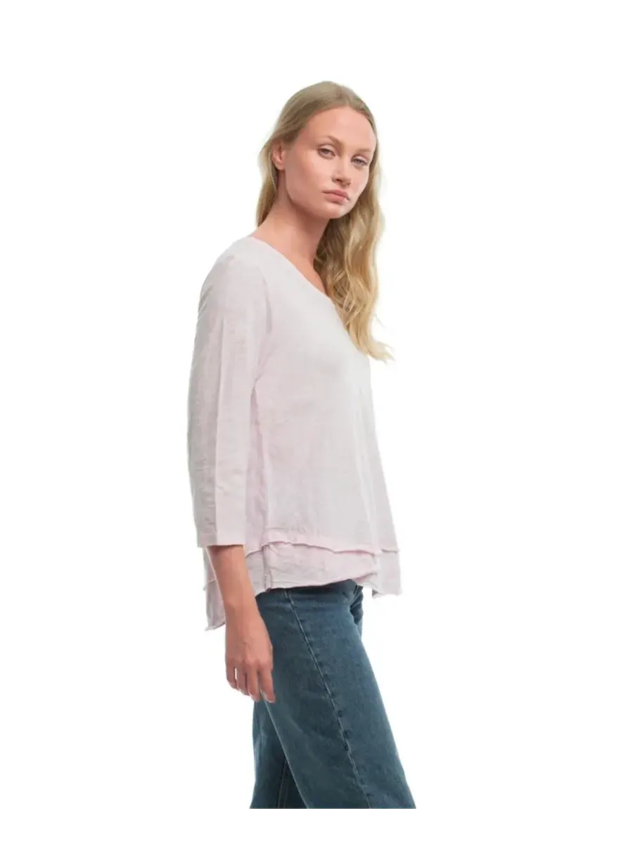 Женская футболка с рукавом 3/4, имитирующая многослойную одежду WILT Clothing — изображение 2 из 4, розовый