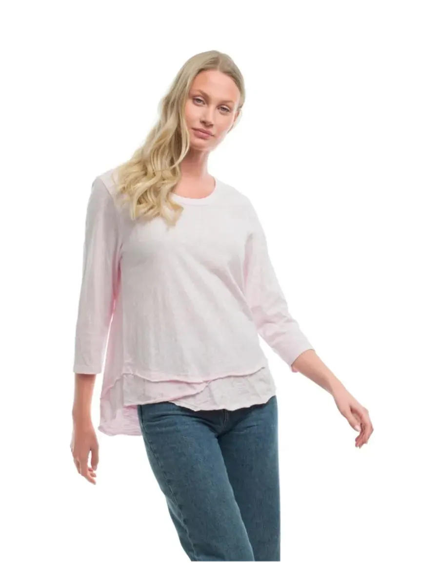 Женская футболка с рукавом 3/4, имитирующая многослойную одежду WILT Clothing — изображение 3 из 4, розовый