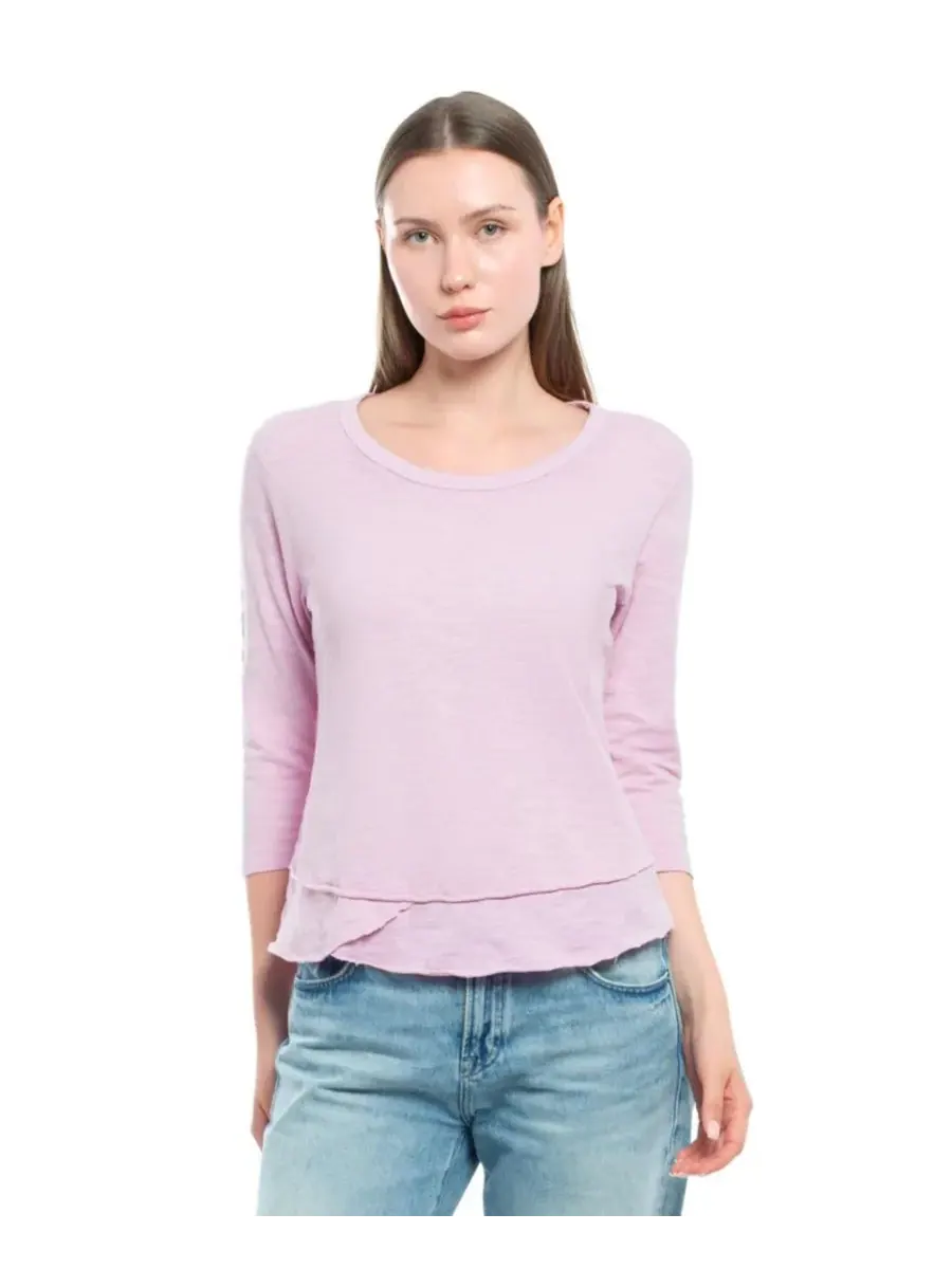 Женская футболка с рукавом 3/4, имитирующая многослойную одежду WILT Clothing — фиолетовый