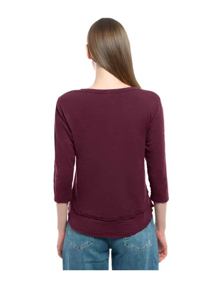 Женская футболка с рукавом 3/4, имитирующая многослойную одежду WILT Clothing, темно-fig — изображение 2 из 4, фиолетовый