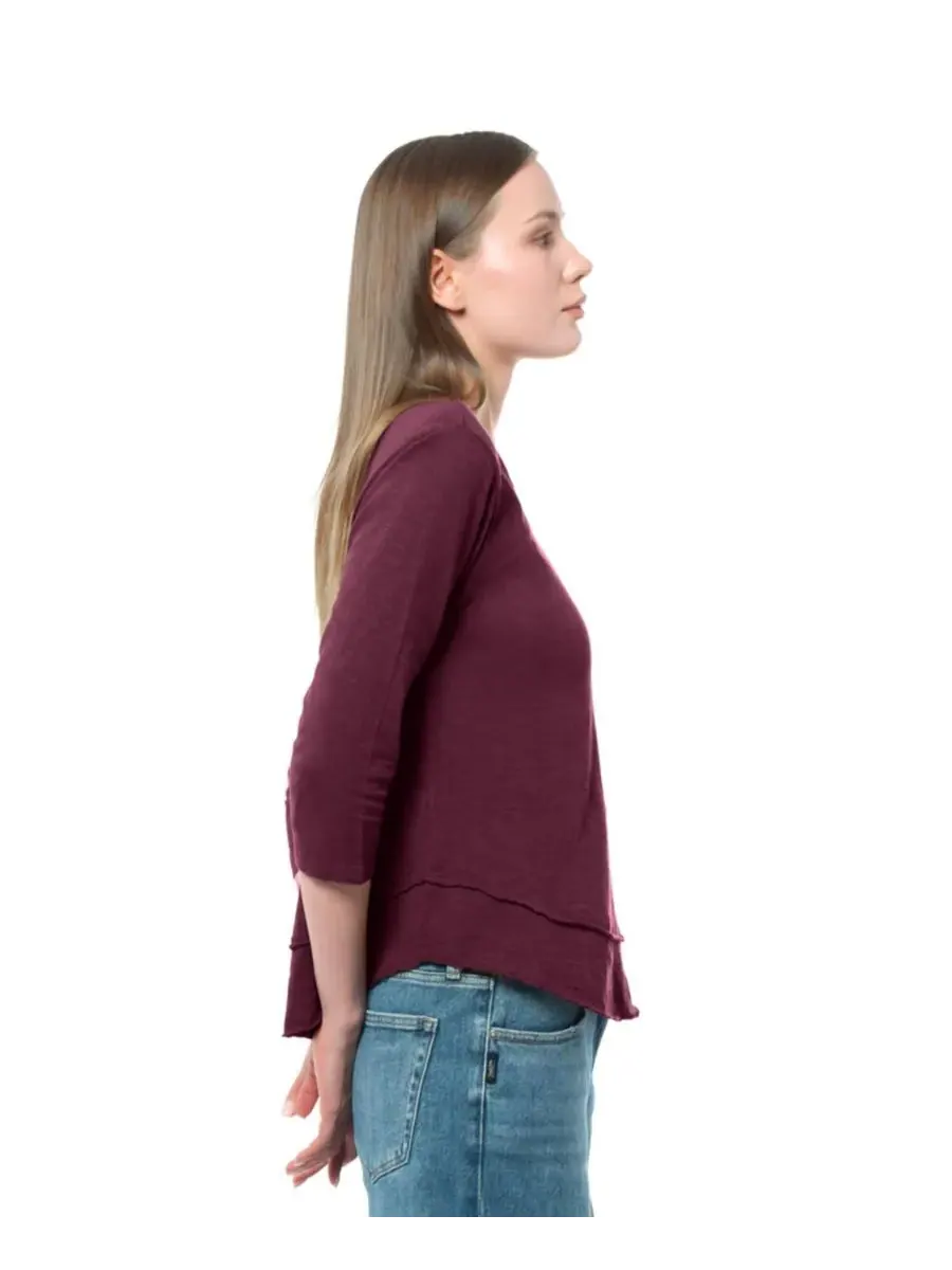 Женская футболка с рукавом 3/4, имитирующая многослойную одежду WILT Clothing, темно-fig — изображение 3 из 4, фиолетовый