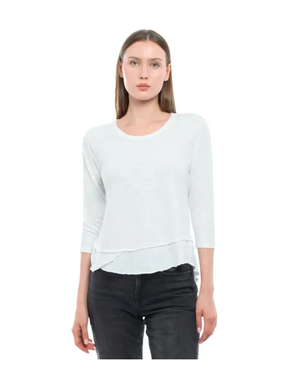 Женская футболка с рукавом 3/4, имитирующая многослойную одежду WILT Clothing — белый