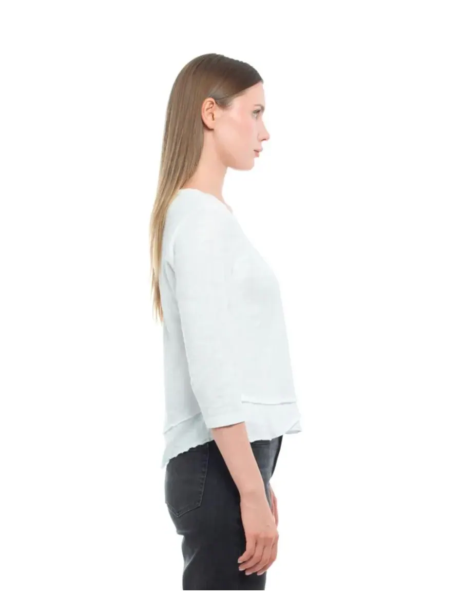 Женская футболка с рукавом 3/4, имитирующая многослойную одежду WILT Clothing — изображение 3 из 4, белый