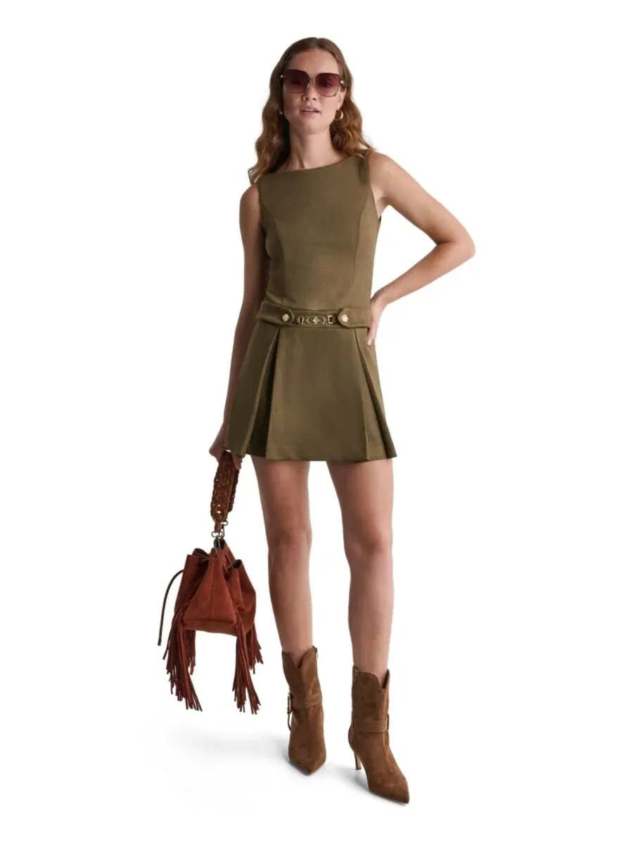 Платье-трапеция без рукавов с поясом BCBG, Bronze Leaf — изображение 5 из 13