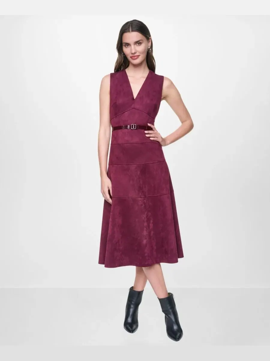 Платье-трапеция миди без рукавов с поясом DKNY — изображение 1 из 5, сирахский
