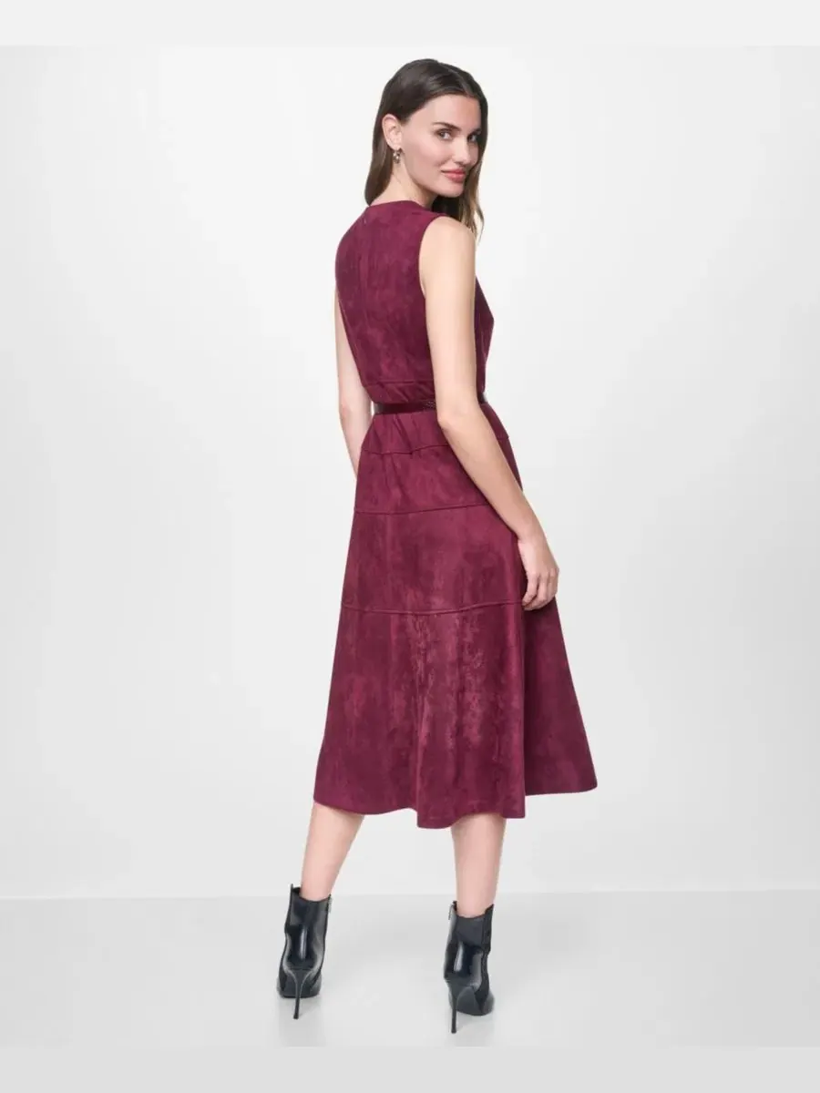 Платье-трапеция миди без рукавов с поясом DKNY — изображение 5 из 5, сирахский