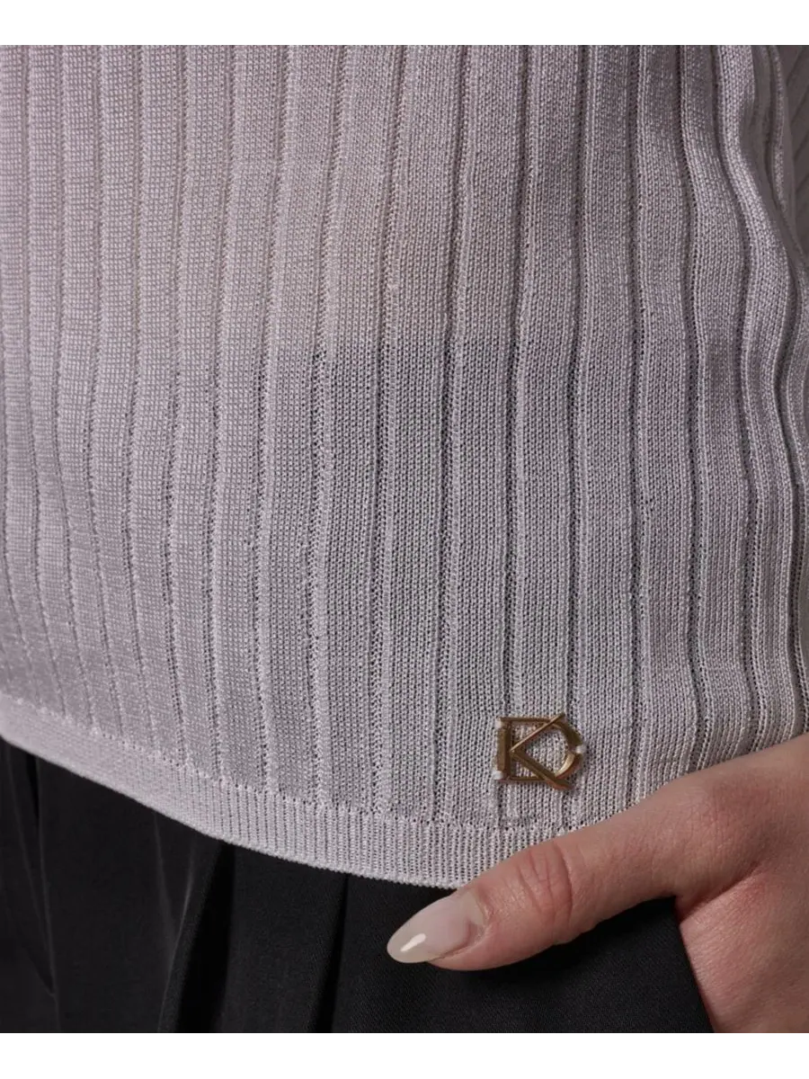 Женский поло с коротким рукавом Donna Karan New York — изображение 5 из 6, бежевый