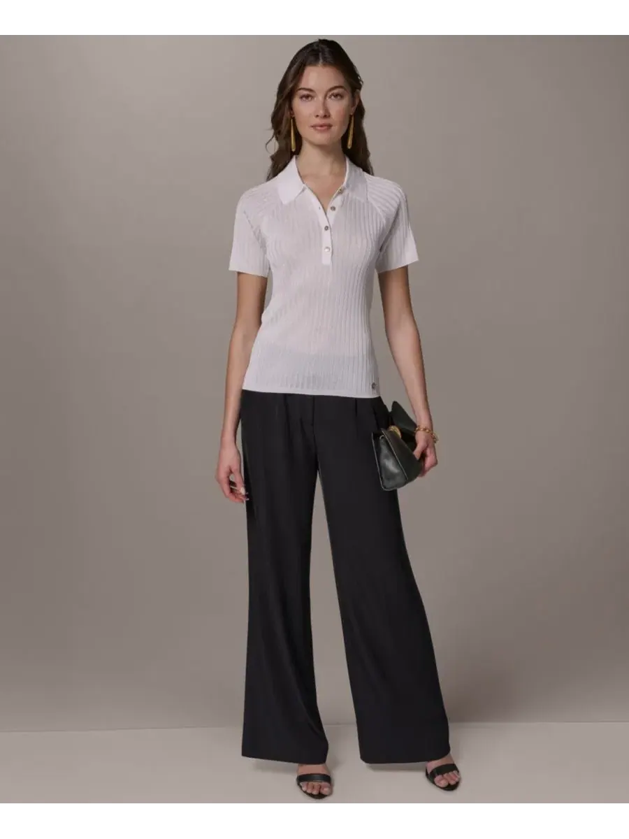 Женский поло с коротким рукавом Donna Karan New York — изображение 6 из 6, бежевый