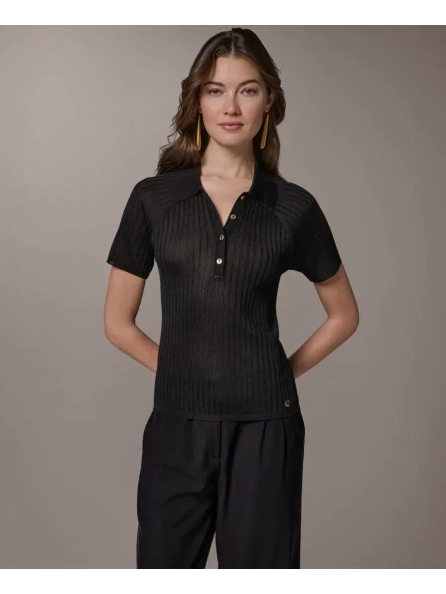 Женский поло с коротким рукавом Donna Karan New York — изображение 1 из 6, черный