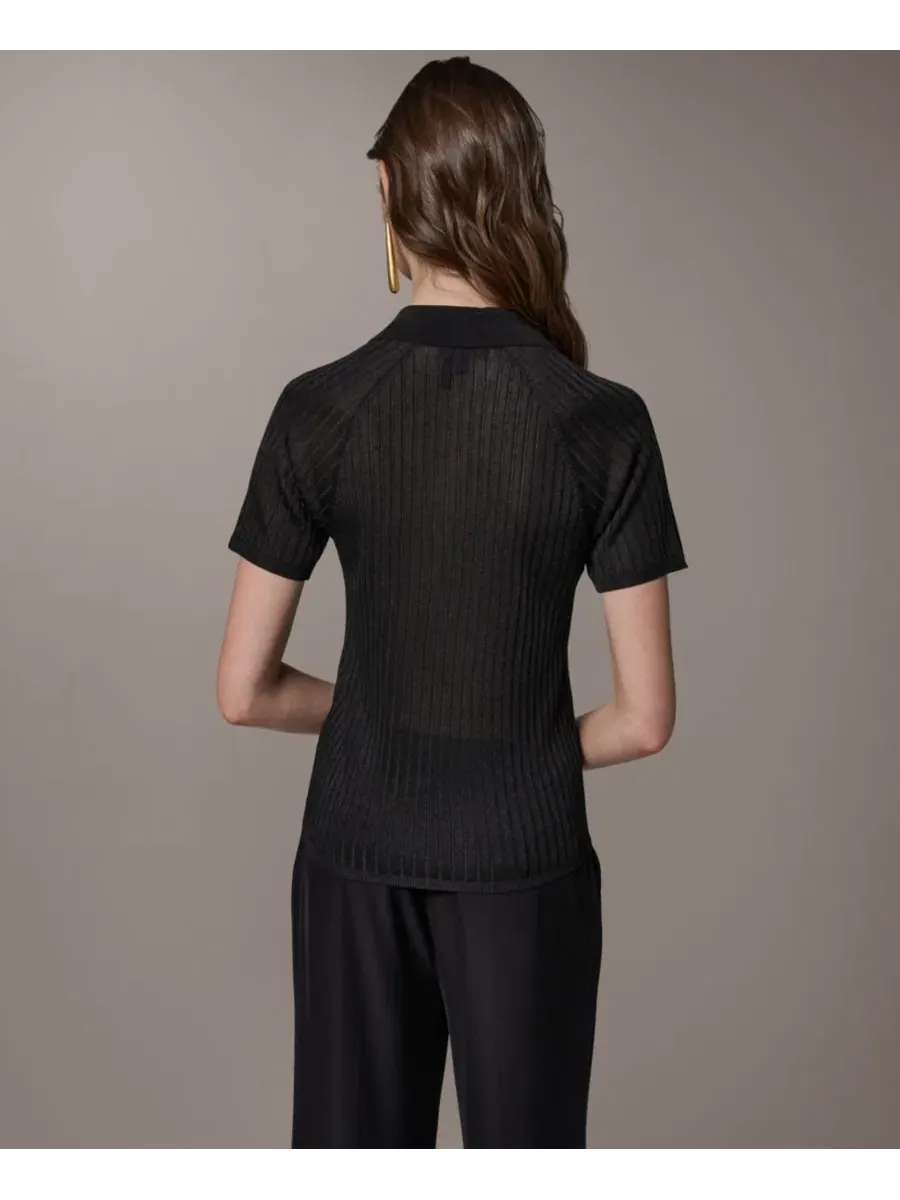 Женский поло с коротким рукавом Donna Karan New York — изображение 2 из 6, черный
