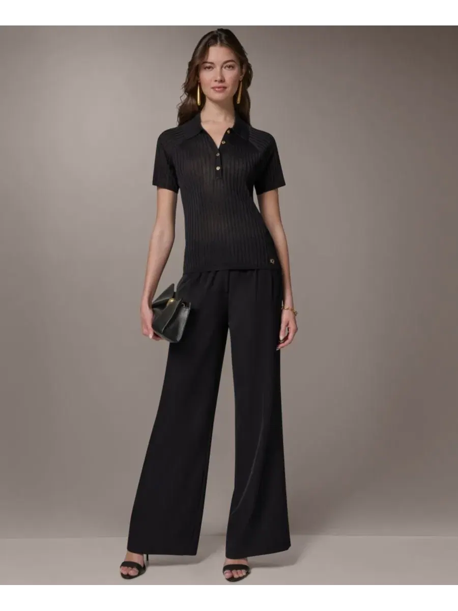 Женский поло с коротким рукавом Donna Karan New York — изображение 6 из 6, черный