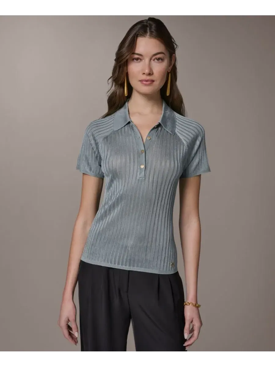 Женский поло с коротким рукавом Donna Karan New York — изображение 1 из 6, водяная лилия