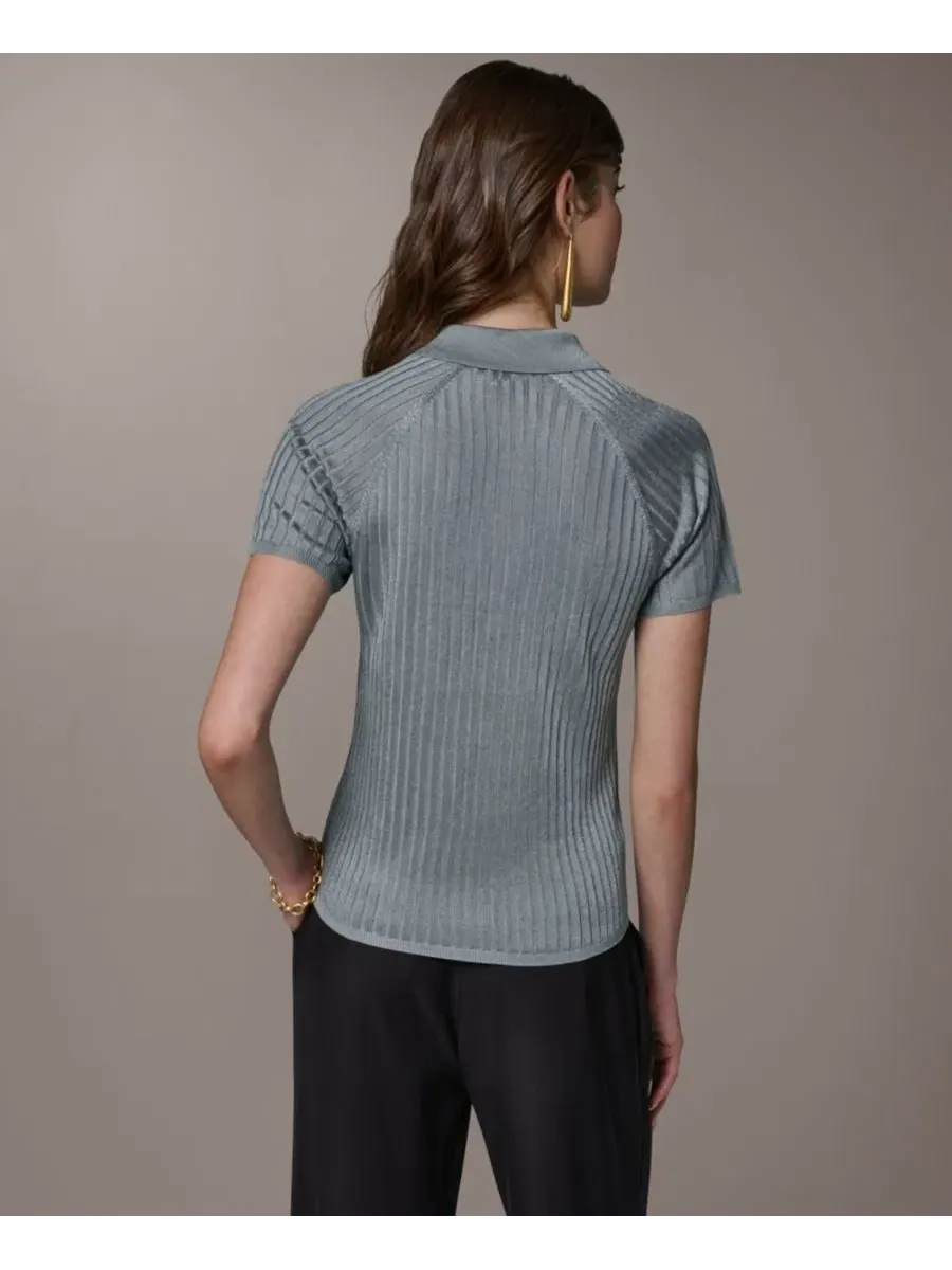 Женский поло с коротким рукавом Donna Karan New York — изображение 2 из 6, водяная лилия