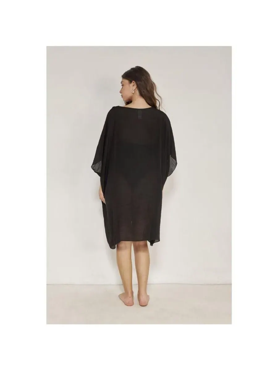 Пляжная туника-кафтан с v-образным вырезом Corfu Short Kaftan Cover-Up Gottex Beach Life — изображение 2 из 5, черный