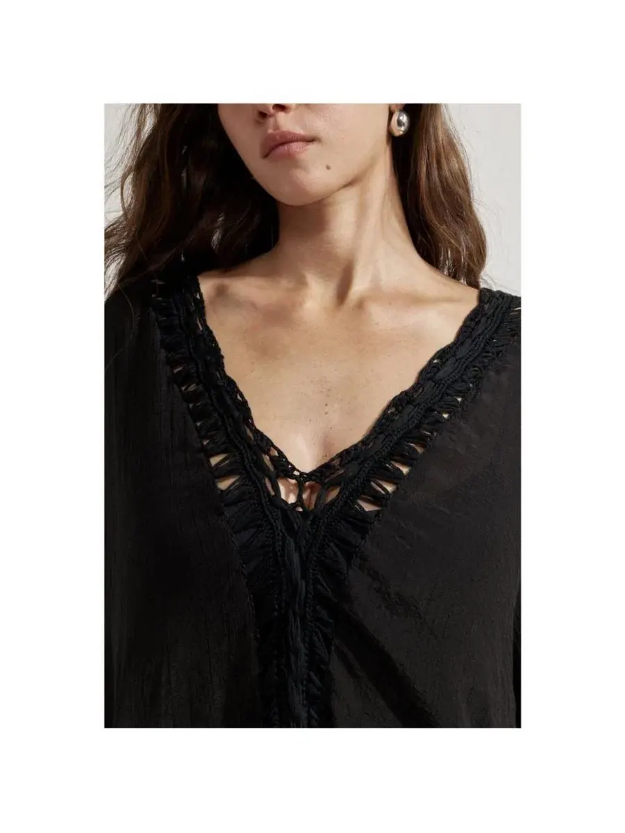 Пляжная туника-кафтан с v-образным вырезом Corfu Short Kaftan Cover-Up Gottex Beach Life — изображение 5 из 5, черный