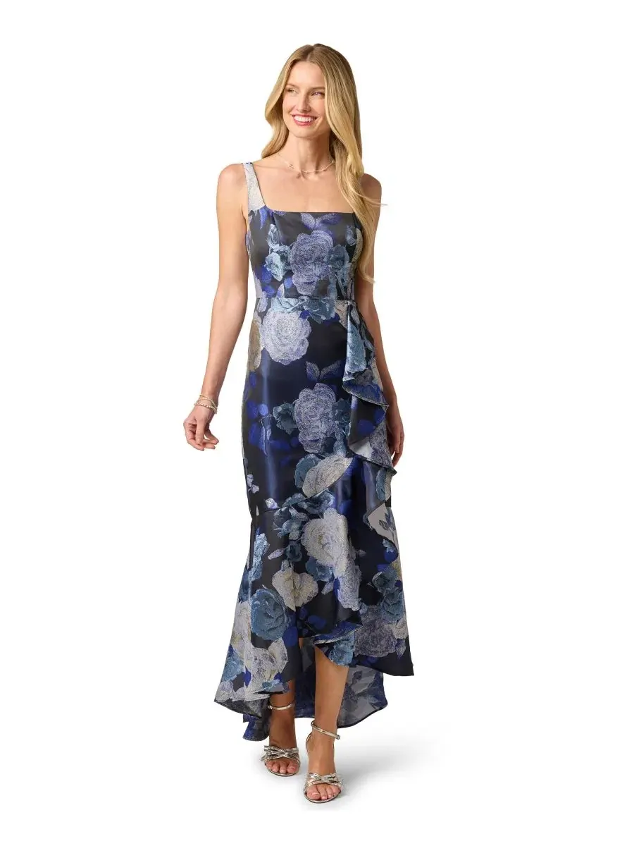 Платье-миди с рюшами Metallic Jacquard Ruffle Gown Adrianna Papell