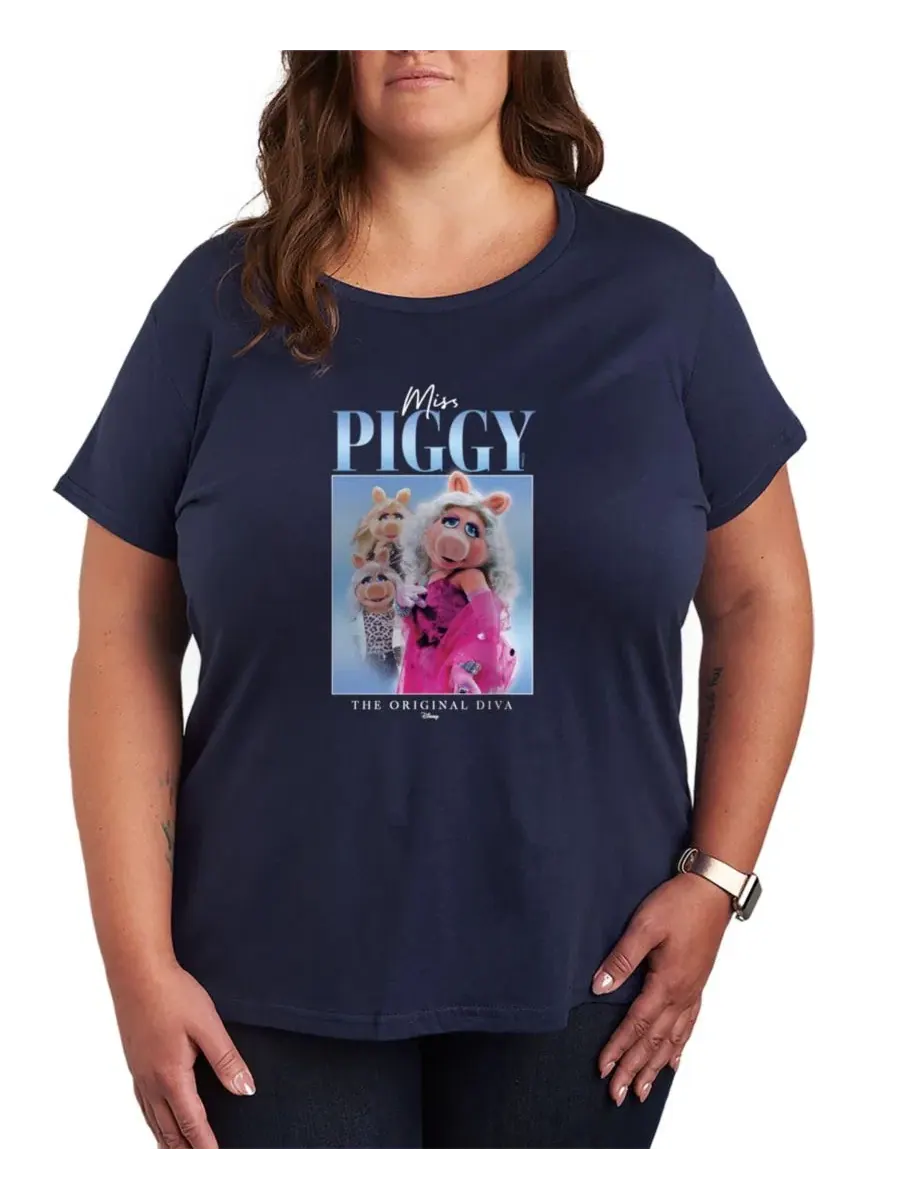 Футболка с коротким рукавом, с принтом, The Muppets Miss Piggy Original Diva Hybrid Apparel — изображение 1 из 3, темно-синий