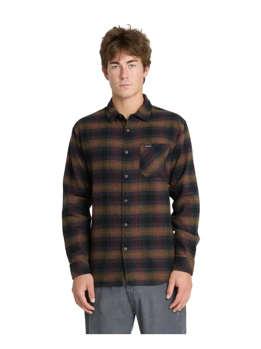 Фланелевая рубашка в клетку с длинным рукавом Quiksilver — изображение 1 из 4, серый