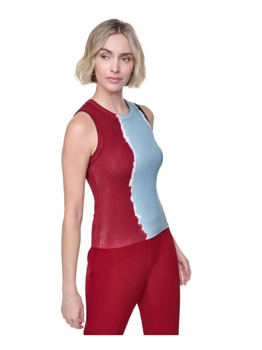 Топ без рукавов с принтом Women's Printed Sleeveless Top DKNY — изображение 1 из 5, красный/синий