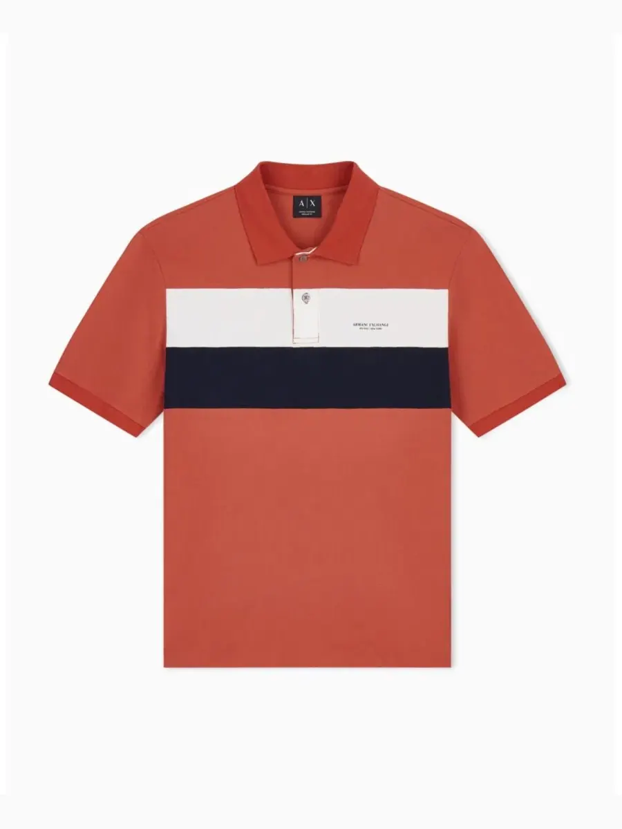 Поло из пике с цветными вставками A|X Armani Exchange — изображение 1 из 5, босса-нова