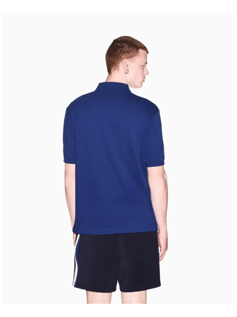 Поло из хлопка с контрастными вставками Blue Depths A|X Armani Exchange — изображение 3 из 7, синий