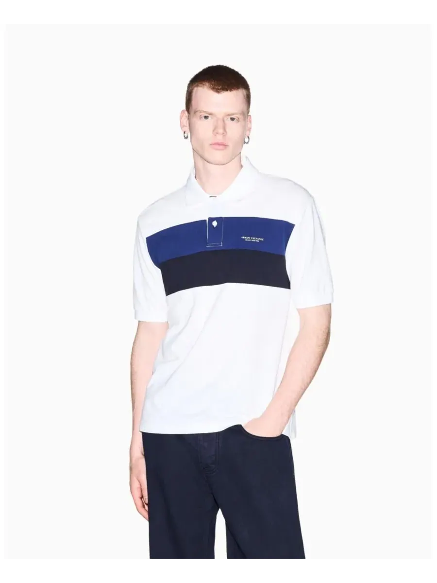 Мужское поло с контрастной отделкой A|X Armani Exchange — изображение 1 из 8, белый