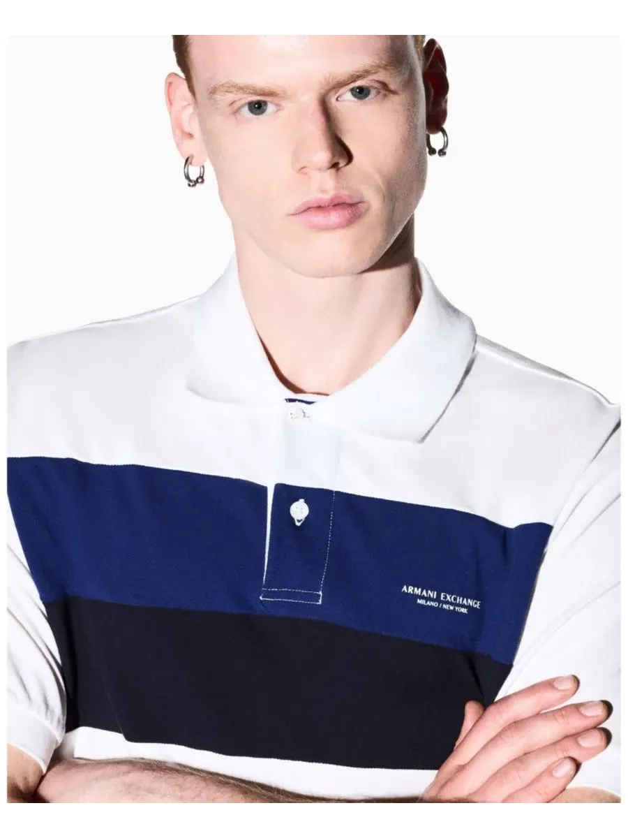 Мужское поло с контрастной отделкой A|X Armani Exchange — изображение 8 из 8, белый