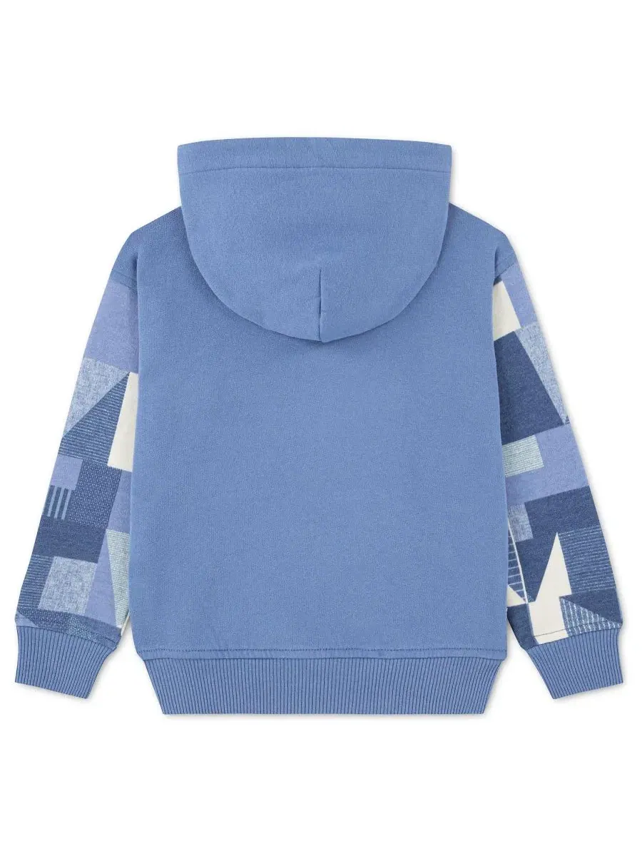 Детская толстовка с капюшоном в стиле пэчворк для мальчиков 2T-5T Abercrombie Kids — изображение 2 из 4, синий