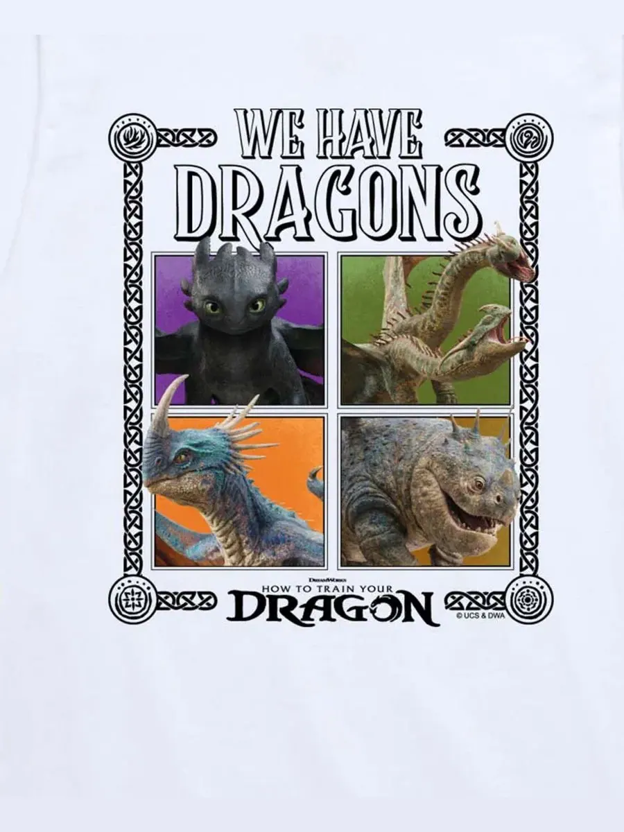 Детская футболка с коротким рукавом, размер 8-20 How To Train Your Dragon — изображение 3 из 3, белый