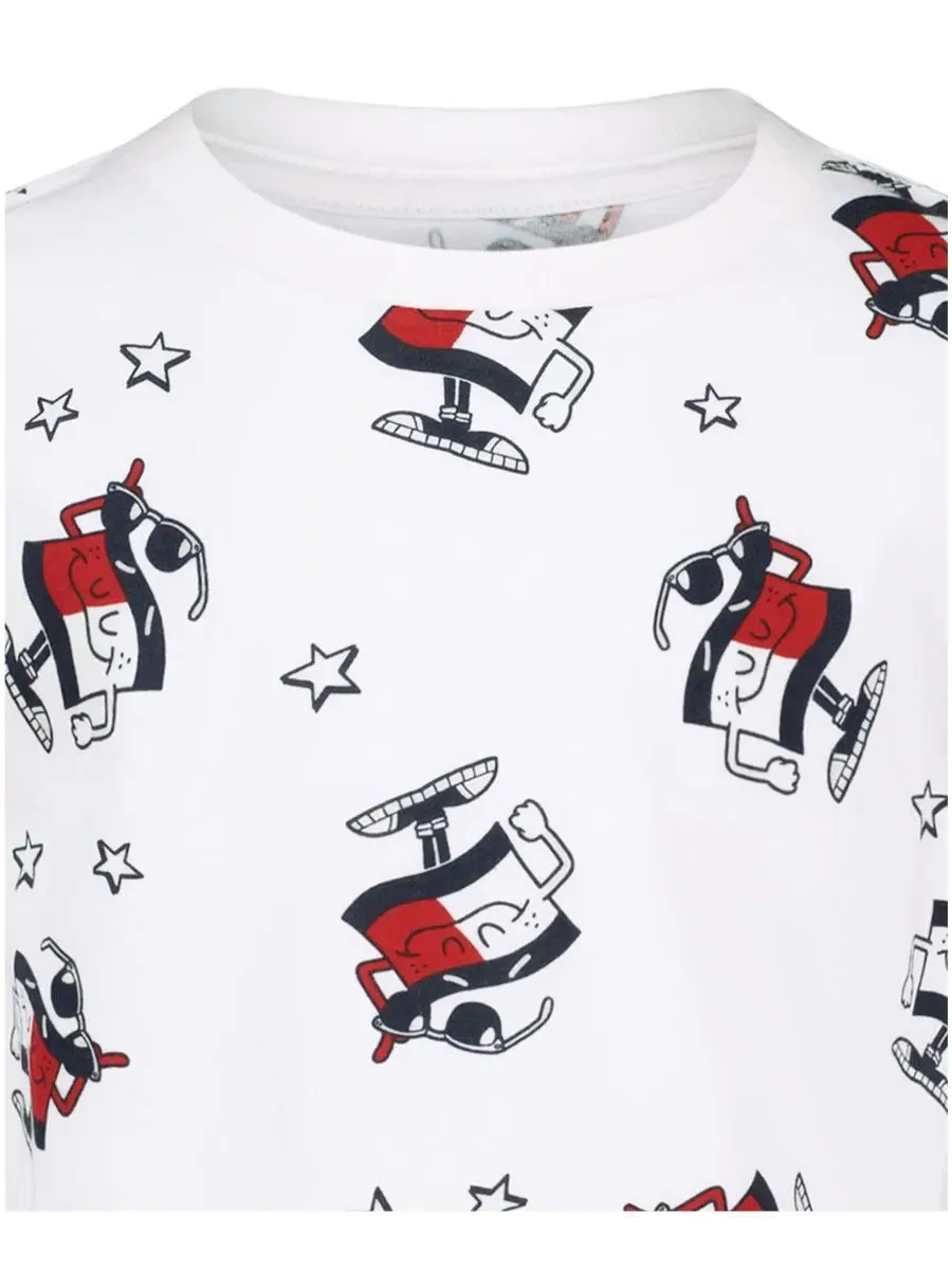 Детская футболка с коротким рукавом и графическим принтом, размер 2T-7 Tommy Hilfiger — изображение 4 из 11, белый