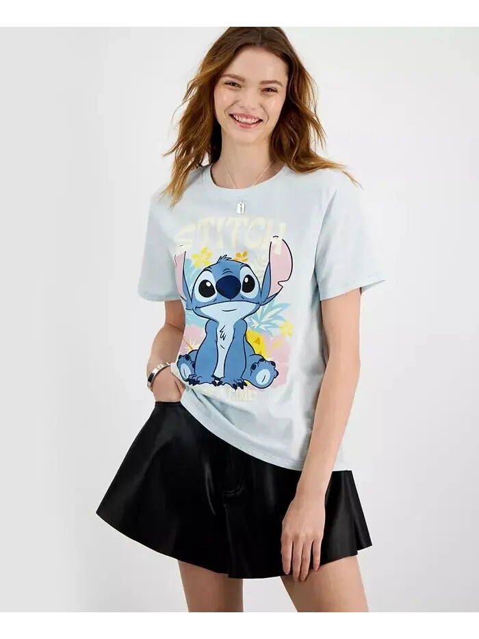 Футболка с короткими рукавами и рисунком Stitch для подростков Disney — изображение 1 из 3, серый/прохладный