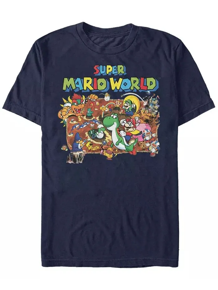 Футболка с коротким рукавом Nintendo Men's Super Mario World Map Fifth Sun — изображение 1 из 1, темно-синий