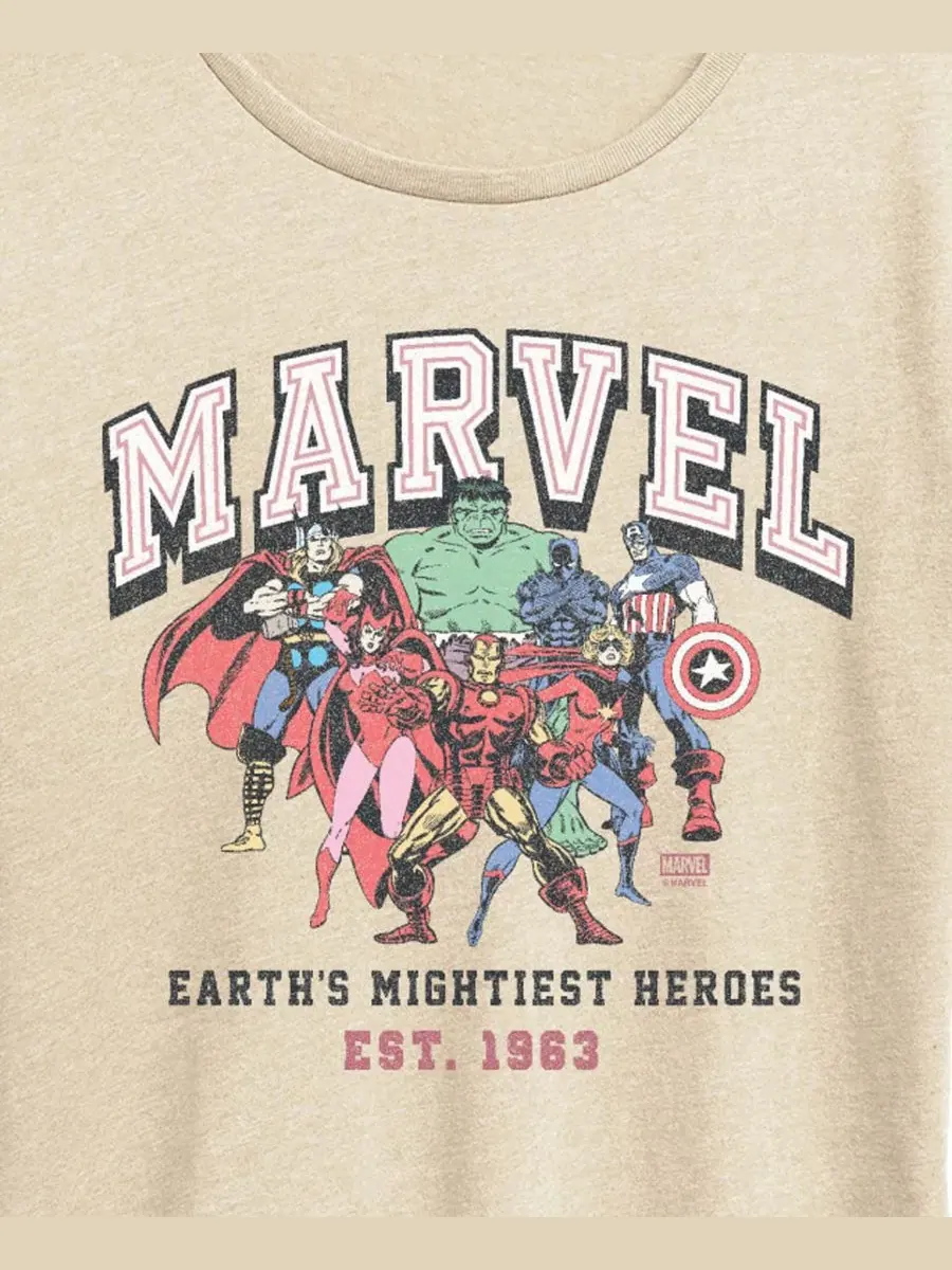 Футболка с коротким рукавом и принтом "Самые могучие герои Земли" от Marvel больших размеров Hybrid — изображение 2 из 3