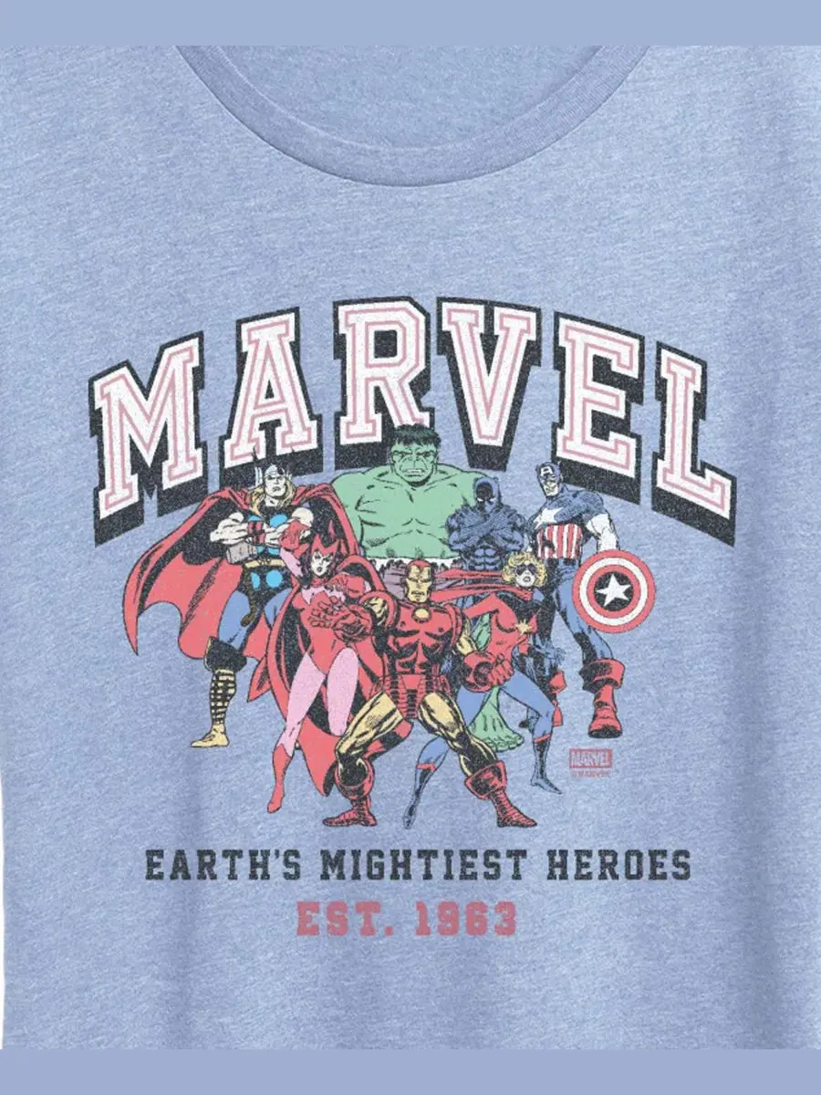 Футболка с коротким рукавом и принтом "Самые могучие герои Земли" от Marvel больших размеров Hybrid — изображение 2 из 3