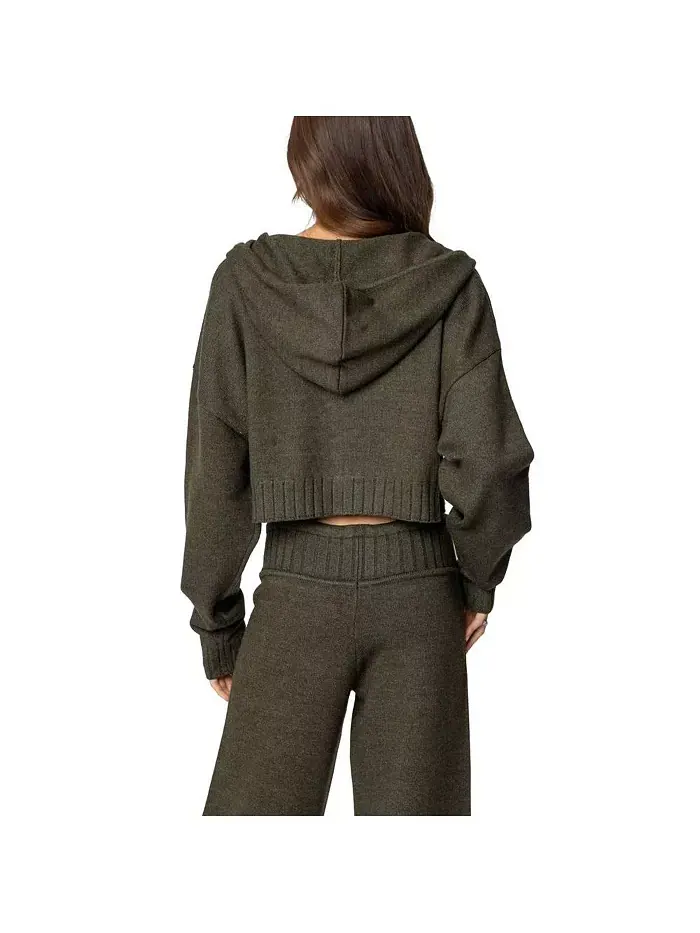Женский кардиган с капюшоном Russell Knit Edikted — изображение 3 из 3, зеленый