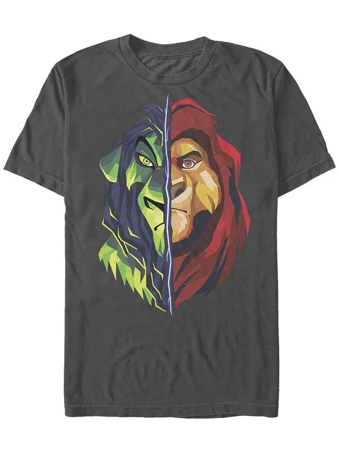 Мужская футболка с коротким рукавом Scar Mufasa с разрезом и круглым вырезом Fifth Sun — изображение 1 из 1, темно-серый