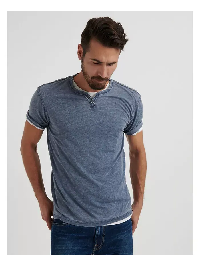 Мужская футболка Venice Burnout с короткими рукавами и V-образным вырезом Lucky Brand — изображение 1 из 3, темно-синий