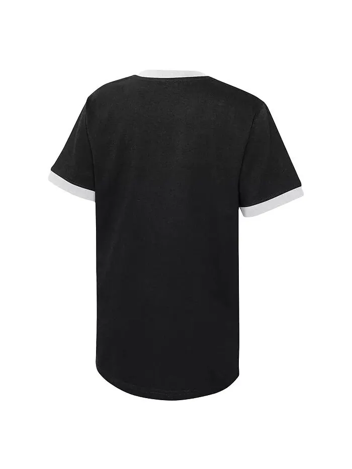 Футболка Big Boys Black Distressed Brooklyn Nets Hoop City Hometown Ringer Outerstuff — изображение 3 из 3