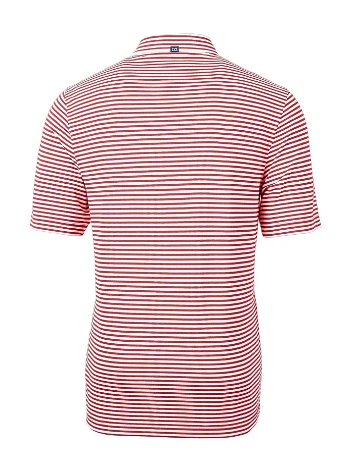 Мужская поло Virtue Eco Pique Stripe из переработанного материала Cutter & Buck — изображение 2 из 2, красный
