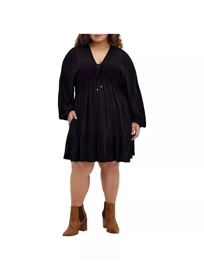 Мини-платье Devine Plus Size CITY CHIC — изображение 1 из 5, черный