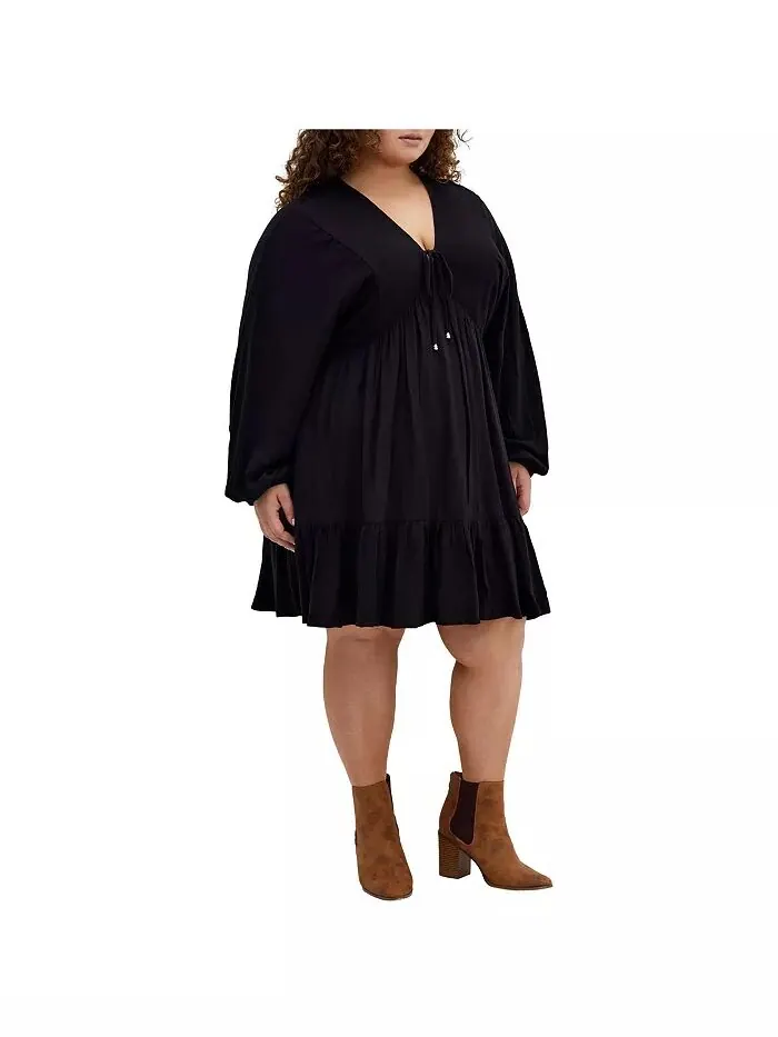 Мини-платье Devine Plus Size CITY CHIC — изображение 2 из 5, черный