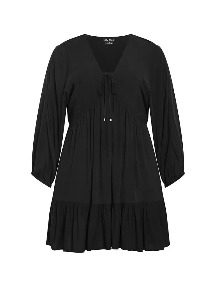 Мини-платье Devine Plus Size CITY CHIC — изображение 3 из 5, черный