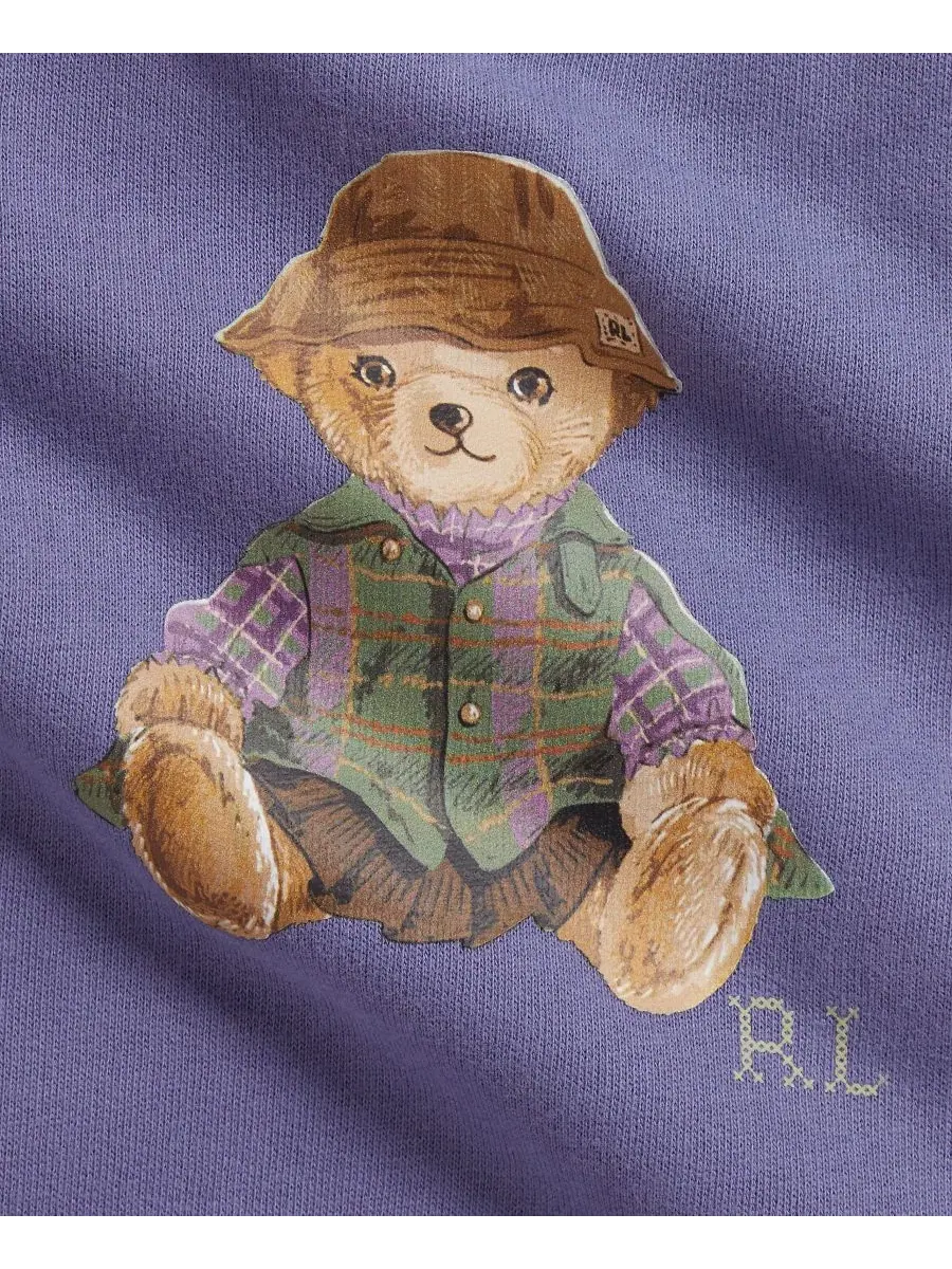 Детский комбинезон-слип из футера с длинным рукавом, с Поло Медведем Polo Ralph Lauren — изображение 3 из 3, фиолетовый
