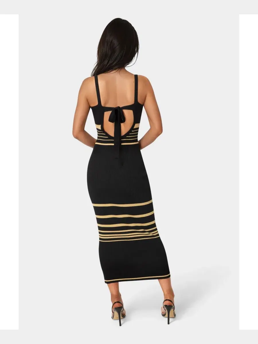 Платье-свитер облегающее макси Bebe Illusion Sweater Bodycon Maxi Dress — изображение 3 из 3, черный