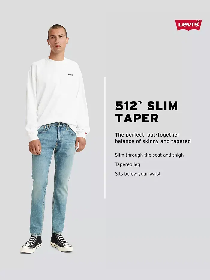 Мужские джинсы Levi's 512 Slim Taper Eco Performance — изображение 7 из 8, черный