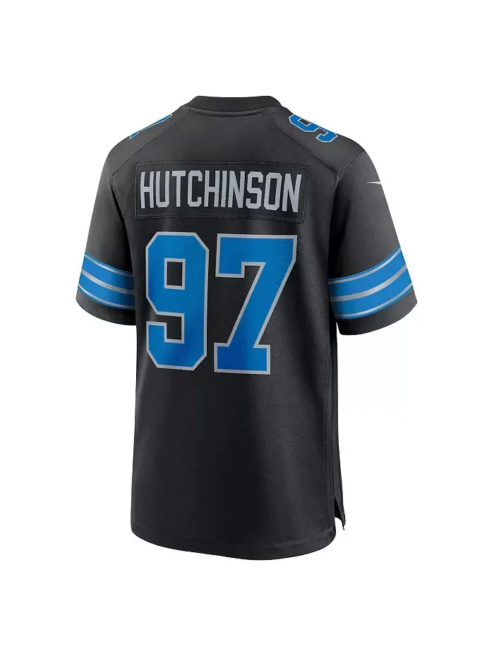 Мужская игровая джерси Detroit Lions 2nd Alternate с именем Aidan Hutchinson Nike — изображение 3 из 3, черный